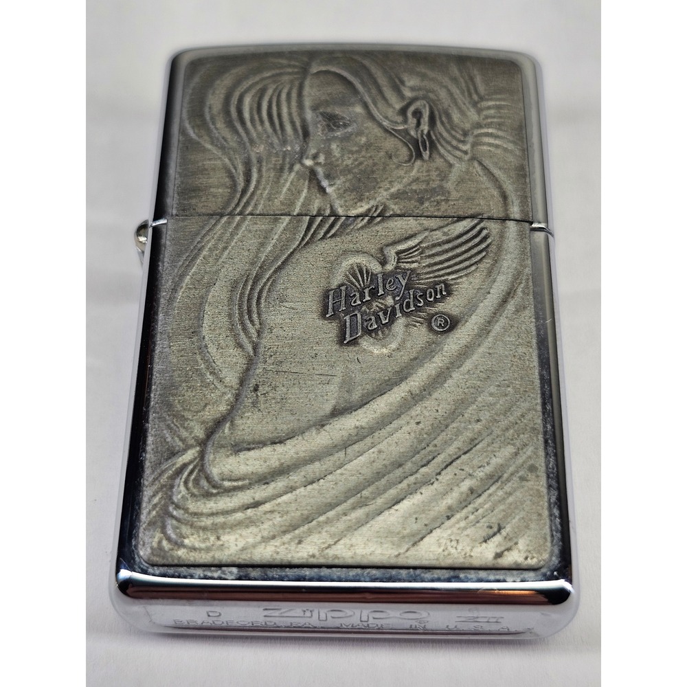 Zippo Harley Davidson Lighter Unisex OS Silver 1996 Vintage D XII Relief‎